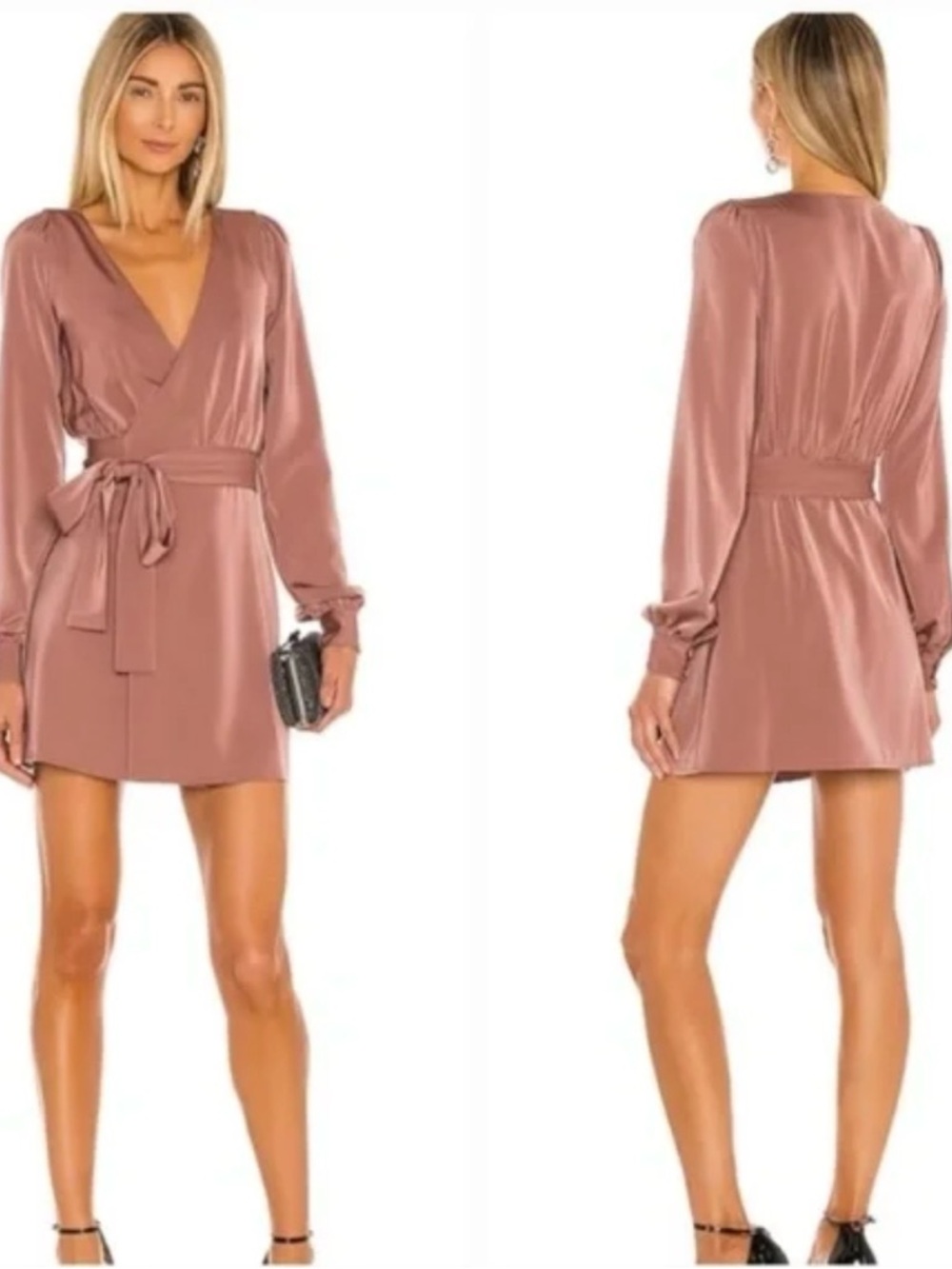 NBD Revolve Janet Mini Wrap Dress Size Small Mauve